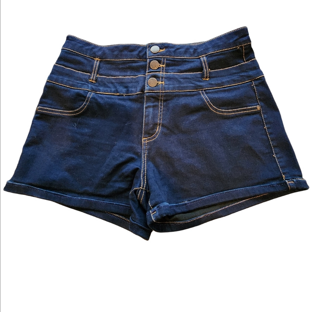 REFUGE DARK BLUE High-Waisted Denim Shorts